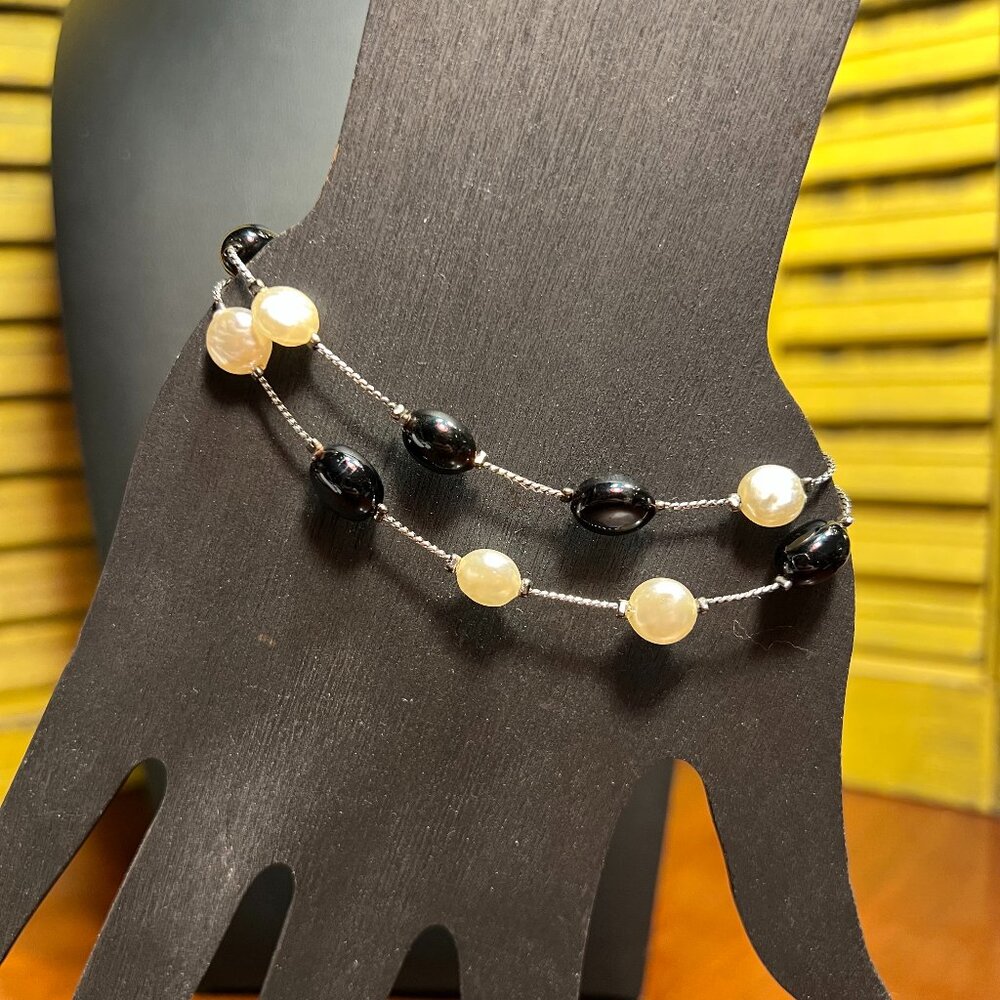 Premier Designs Pearl and Glass Silvertone Bracelet